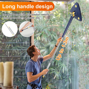 Cleaning Mop 360° Rotatable Water Absorption Triangular Mop Foldable Automatic Water Squeezing Wall Cleaning Mop OR 3 Mop Cloth