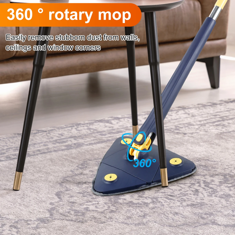 Cleaning Mop 360° Rotatable Water Absorption Triangular Mop Foldable Automatic Water Squeezing Wall Cleaning Mop OR 3 Mop Cloth