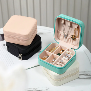 Mini Jewelry Storage Box Portable Home Travel Earrings Necklace Storage Case for Women Ring Organizer PU Leather Display Case